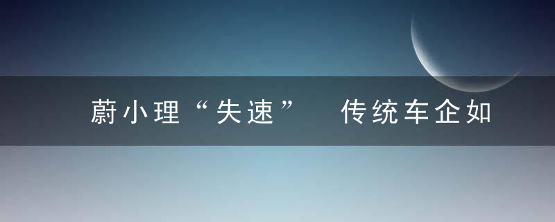 蔚小理“失速” 传统车企如何后发制人